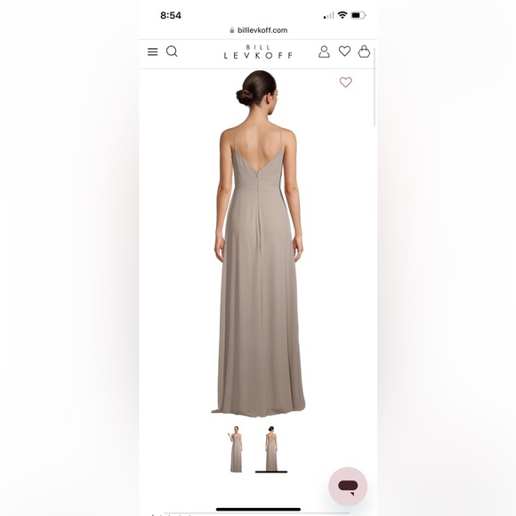 Bill Levkoff Ryan Chiffon V-Neck A-Line Princess Dress Cashmere - Picture 2 of 2